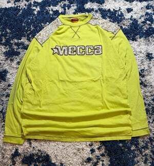 Vintage Mecca USA 84 Long Sleeve Graphic Shirt Neon Green Paisley Print